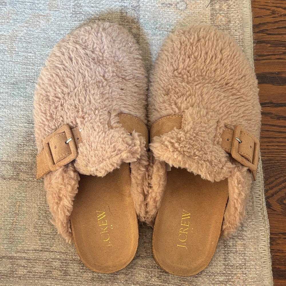 J. Crew Women's Beige Plush Slides
